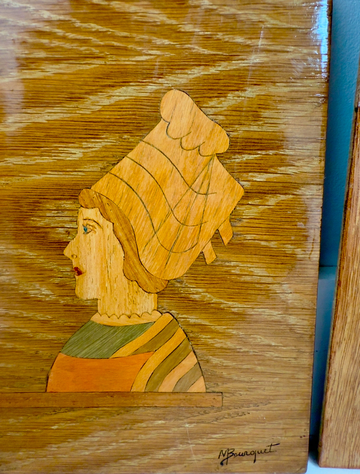 Triptyque en marqueterie art populaire