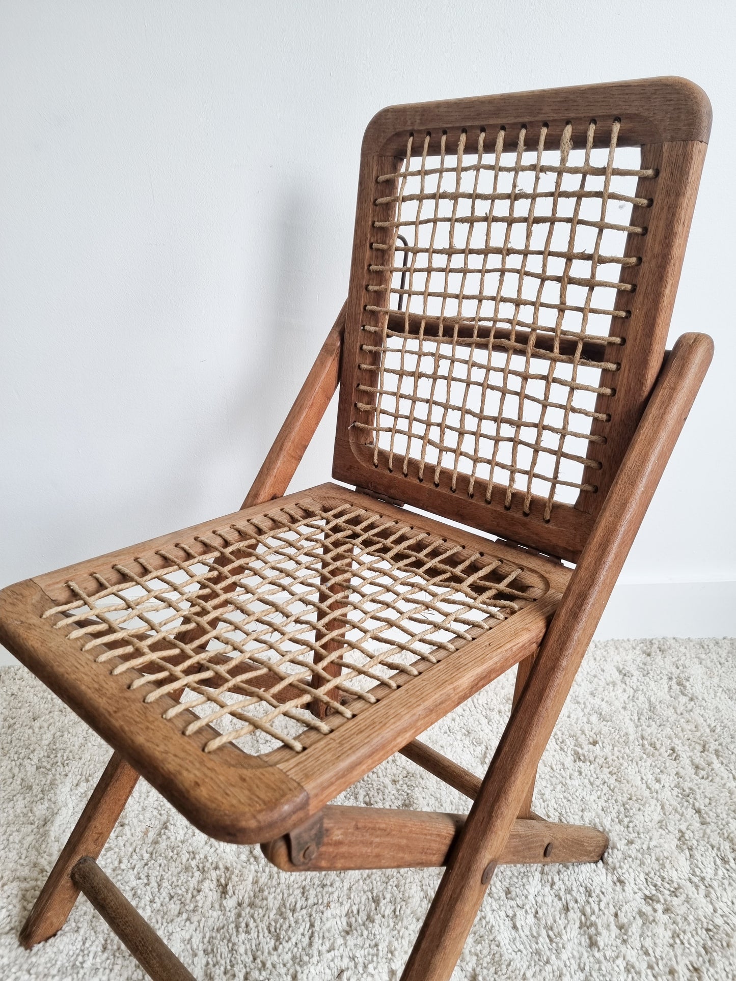 Ensemble de 4 chaises pliantes bois et corde