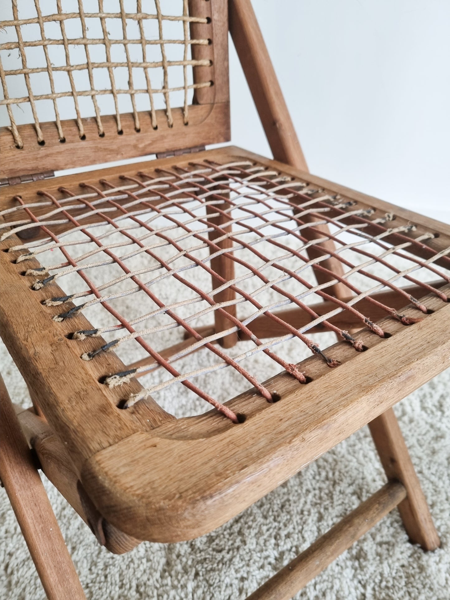 Ensemble de 4 chaises pliantes bois et corde
