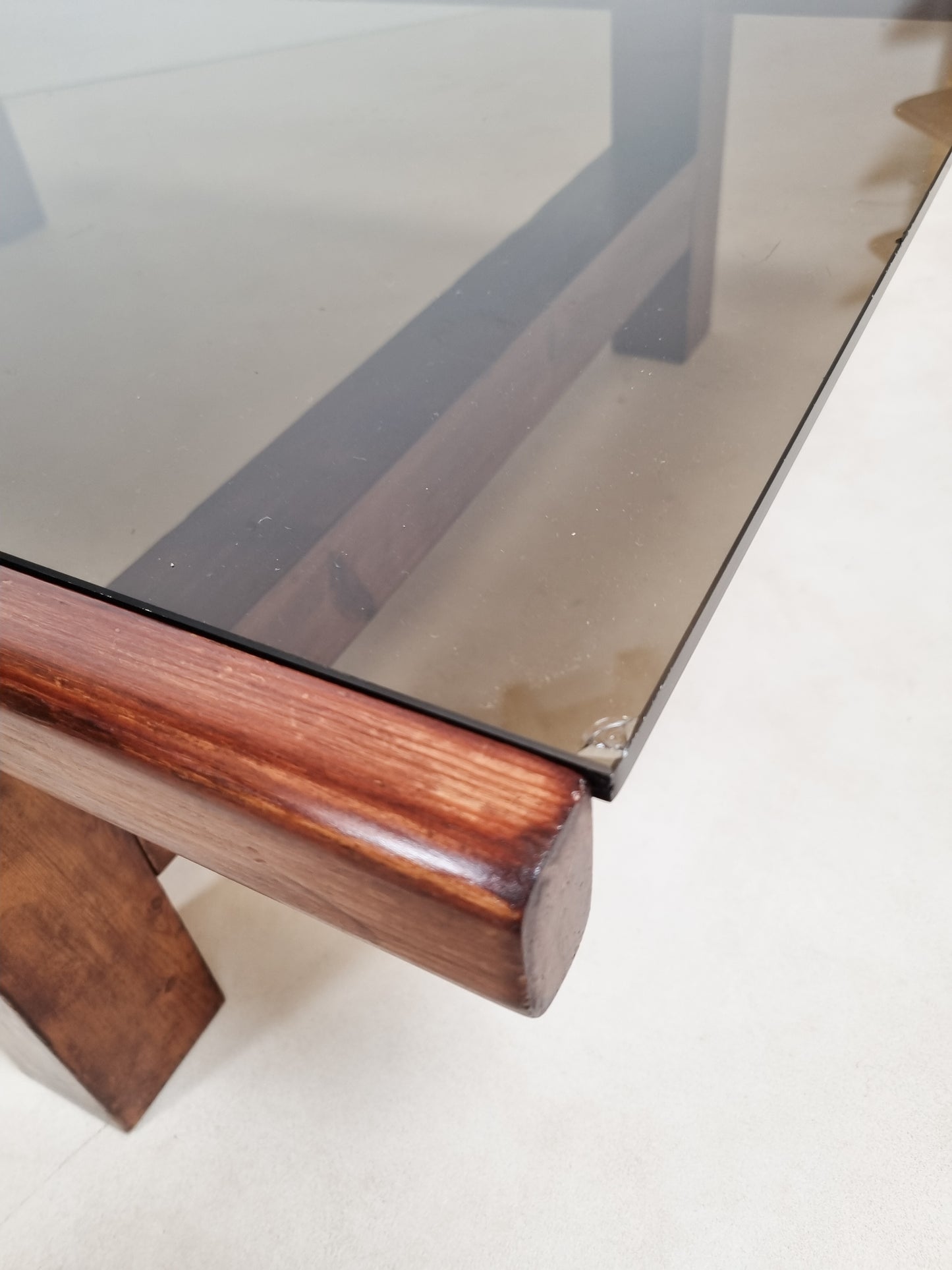 Table basse vintage bois et verre