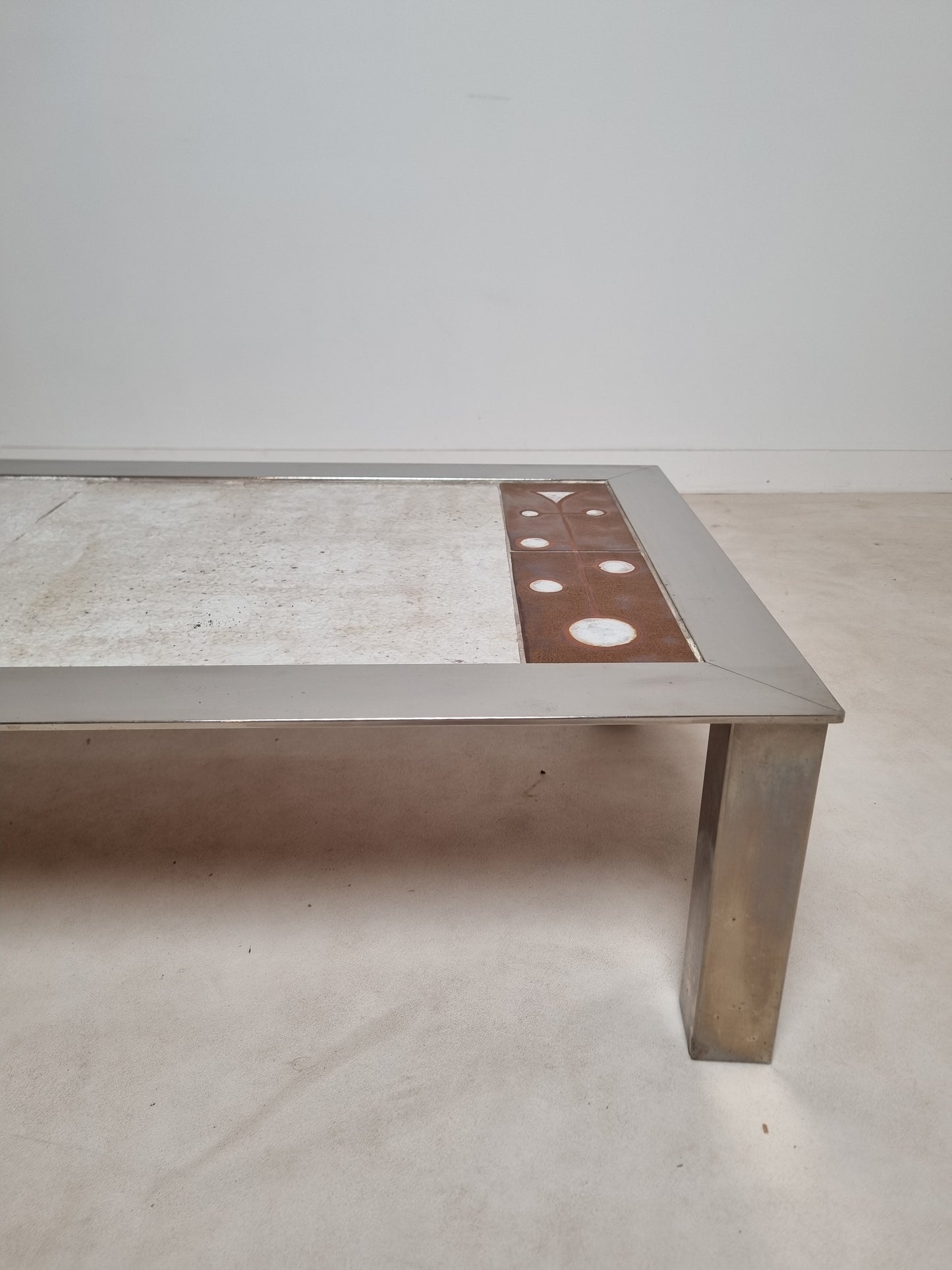 Table basse en inox et céramique Gregorieff pour Roche & Bobois
