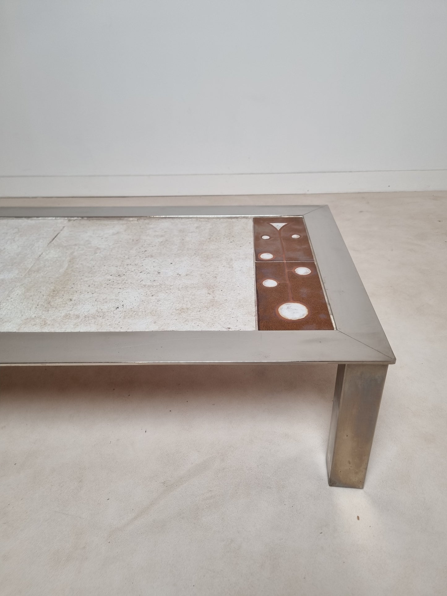 Table basse en inox et céramique Gregorieff pour Roche & Bobois