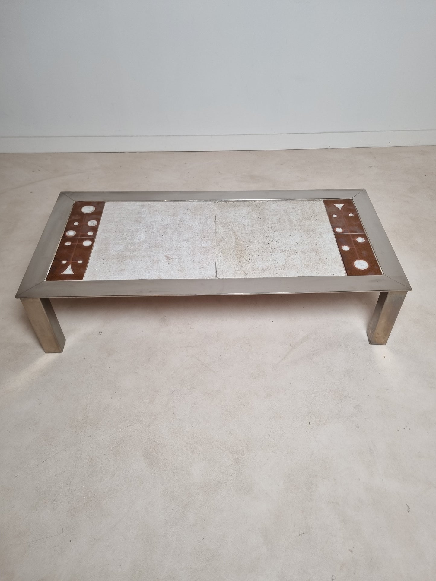 Table basse en inox et céramique Gregorieff pour Roche & Bobois