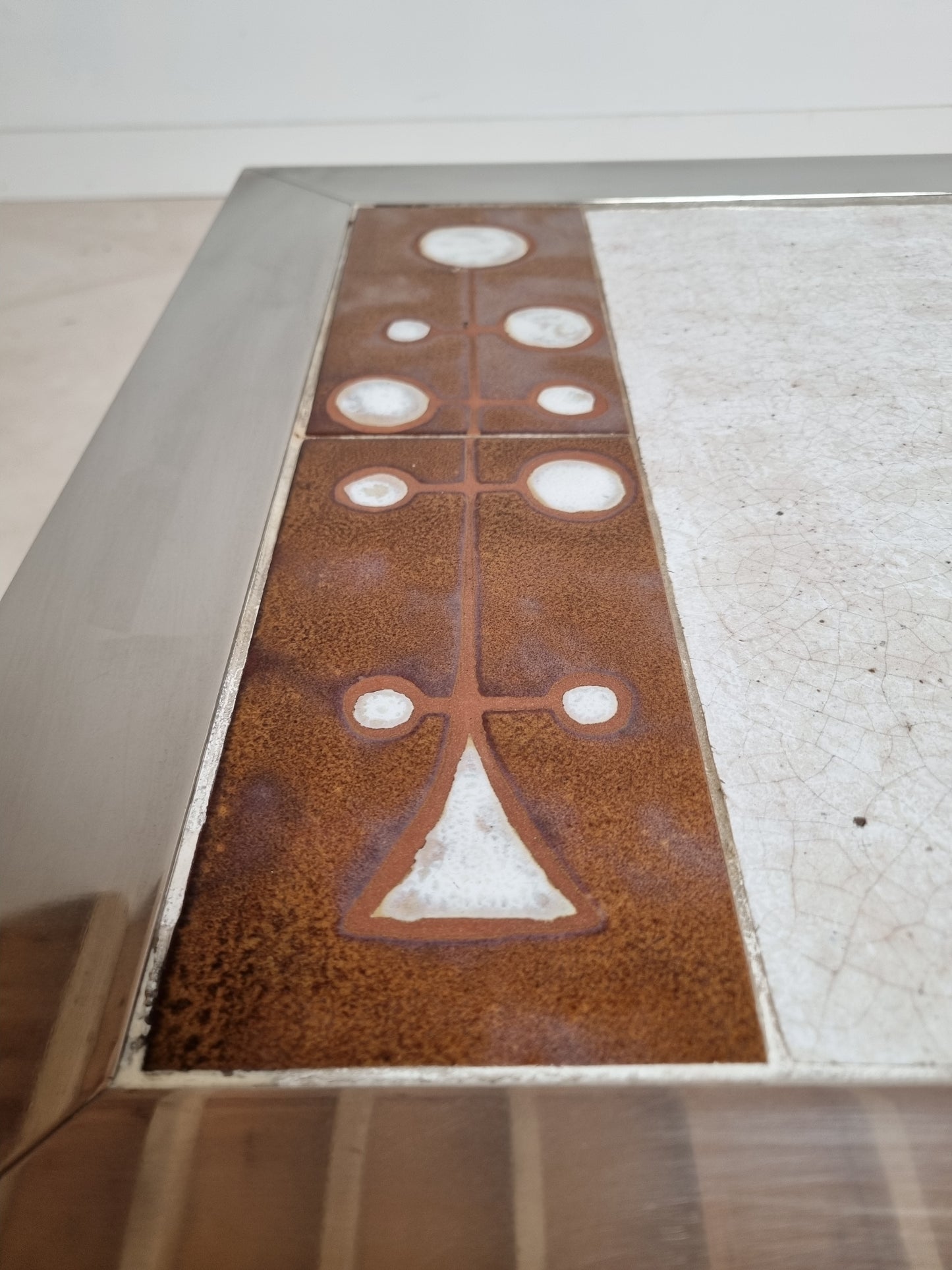 Table basse en inox et céramique Gregorieff pour Roche & Bobois