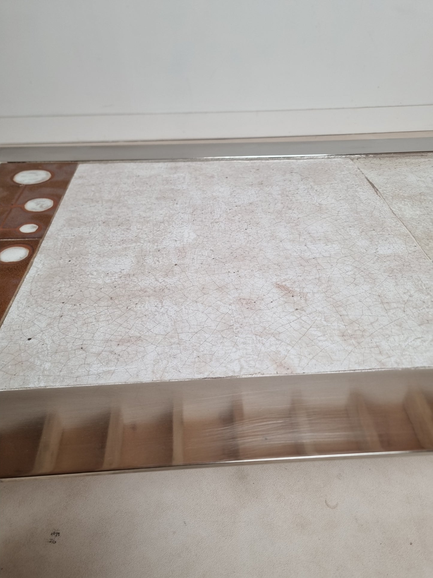 Table basse en inox et céramique Gregorieff pour Roche & Bobois