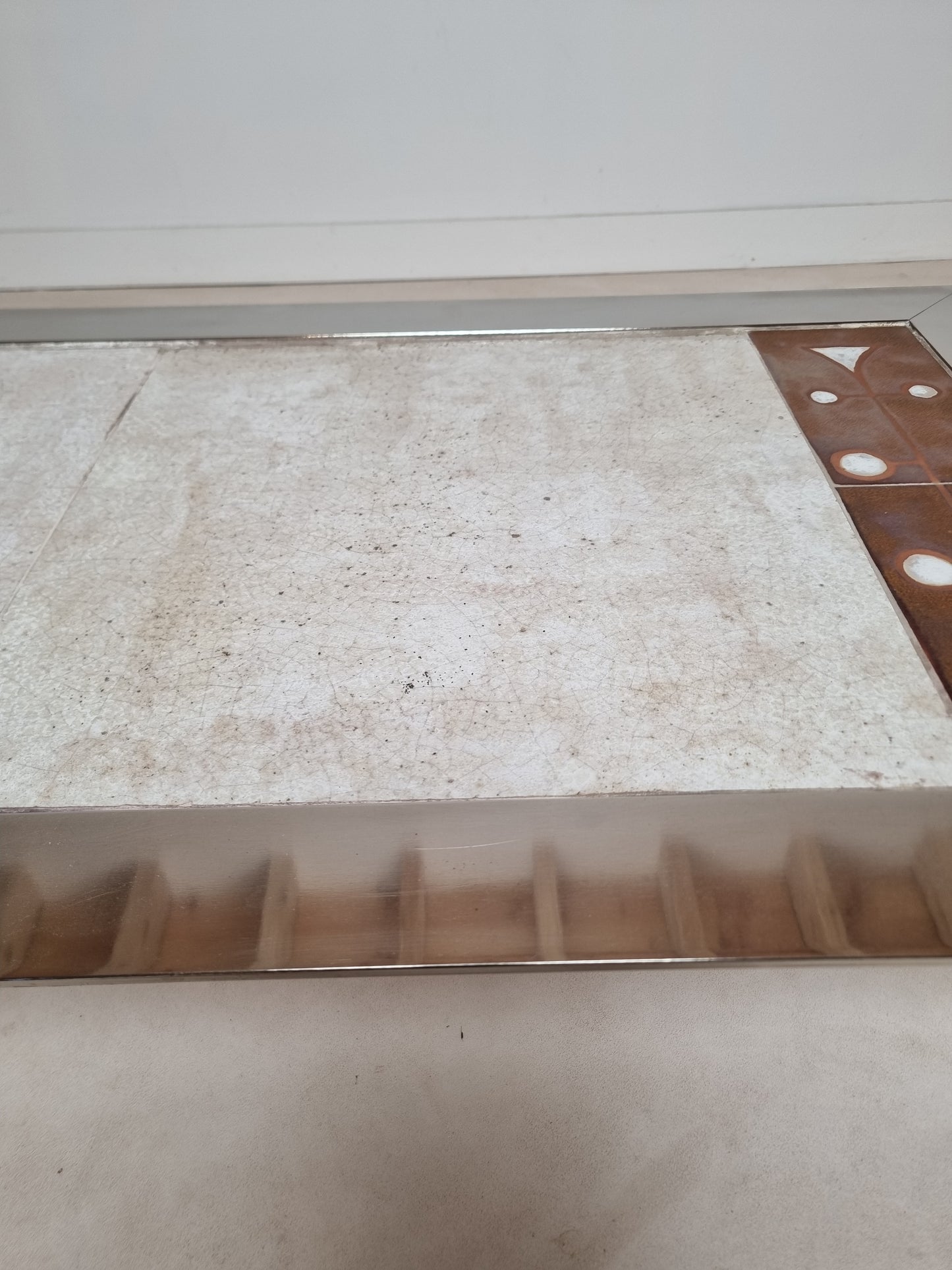 Table basse en inox et céramique Gregorieff pour Roche & Bobois