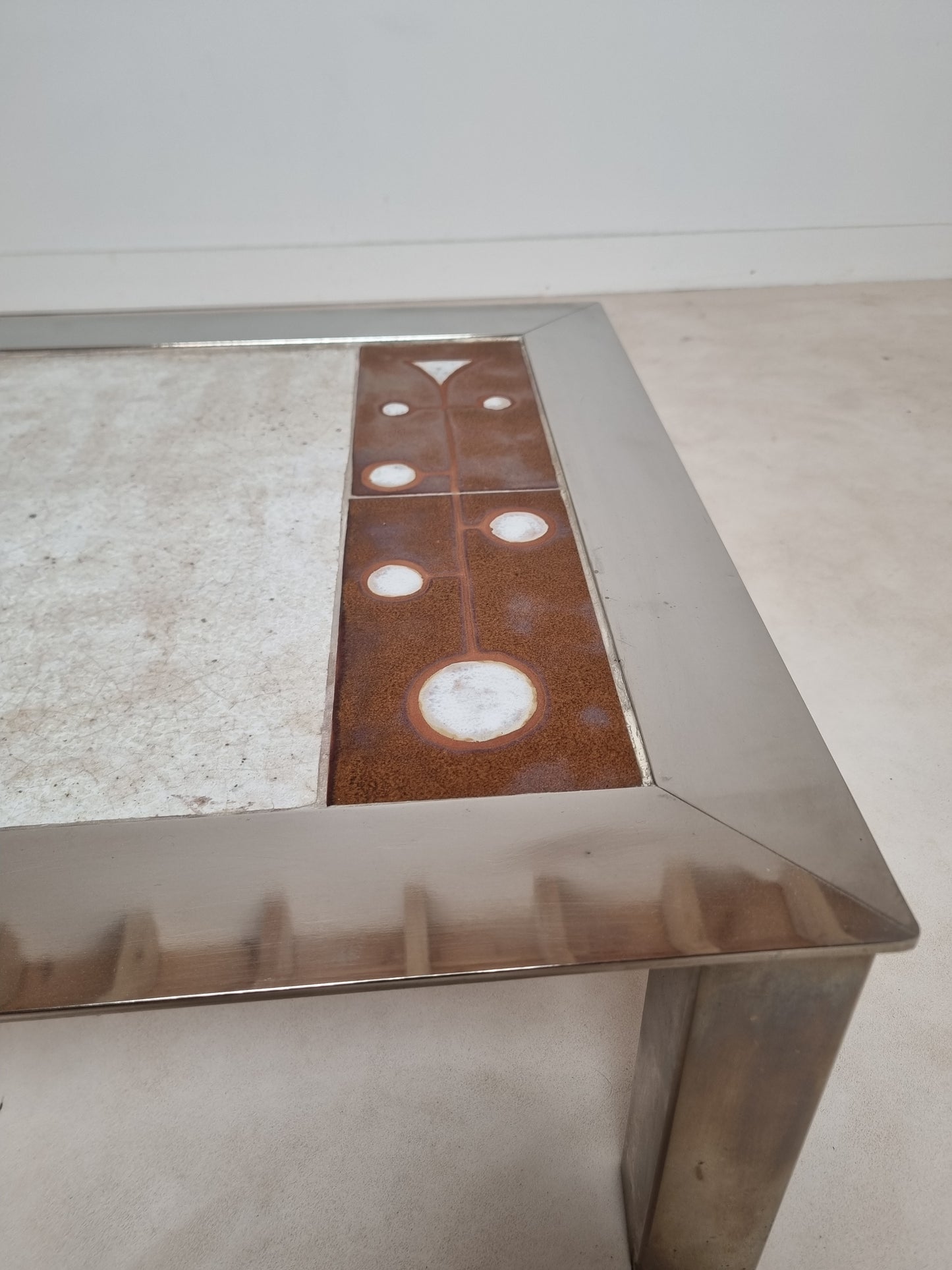 Table basse en inox et céramique Gregorieff pour Roche & Bobois