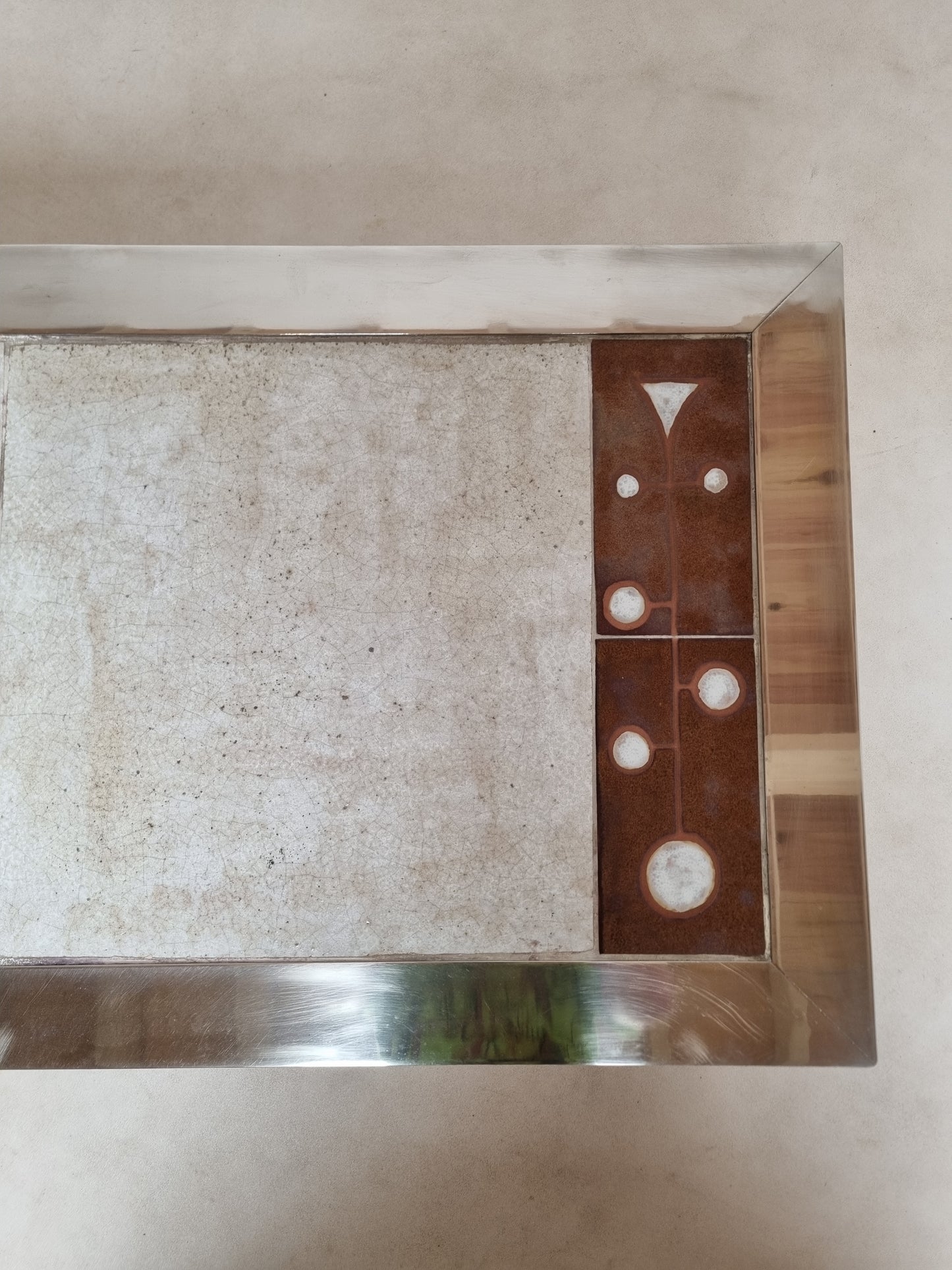 Table basse en inox et céramique Gregorieff pour Roche & Bobois