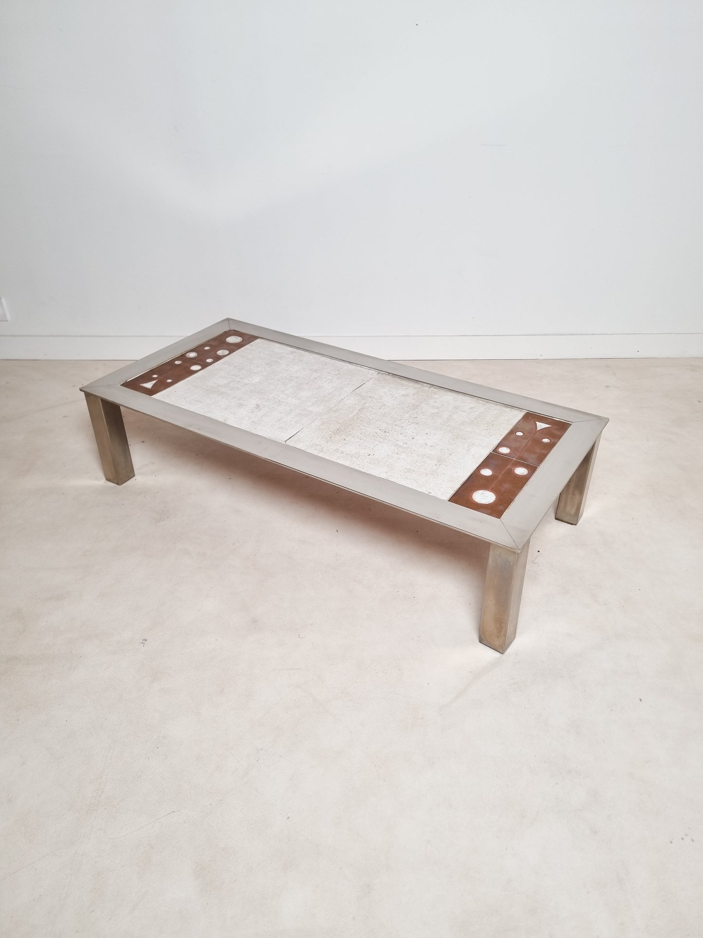 Table basse en inox et céramique Gregorieff pour Roche & Bobois