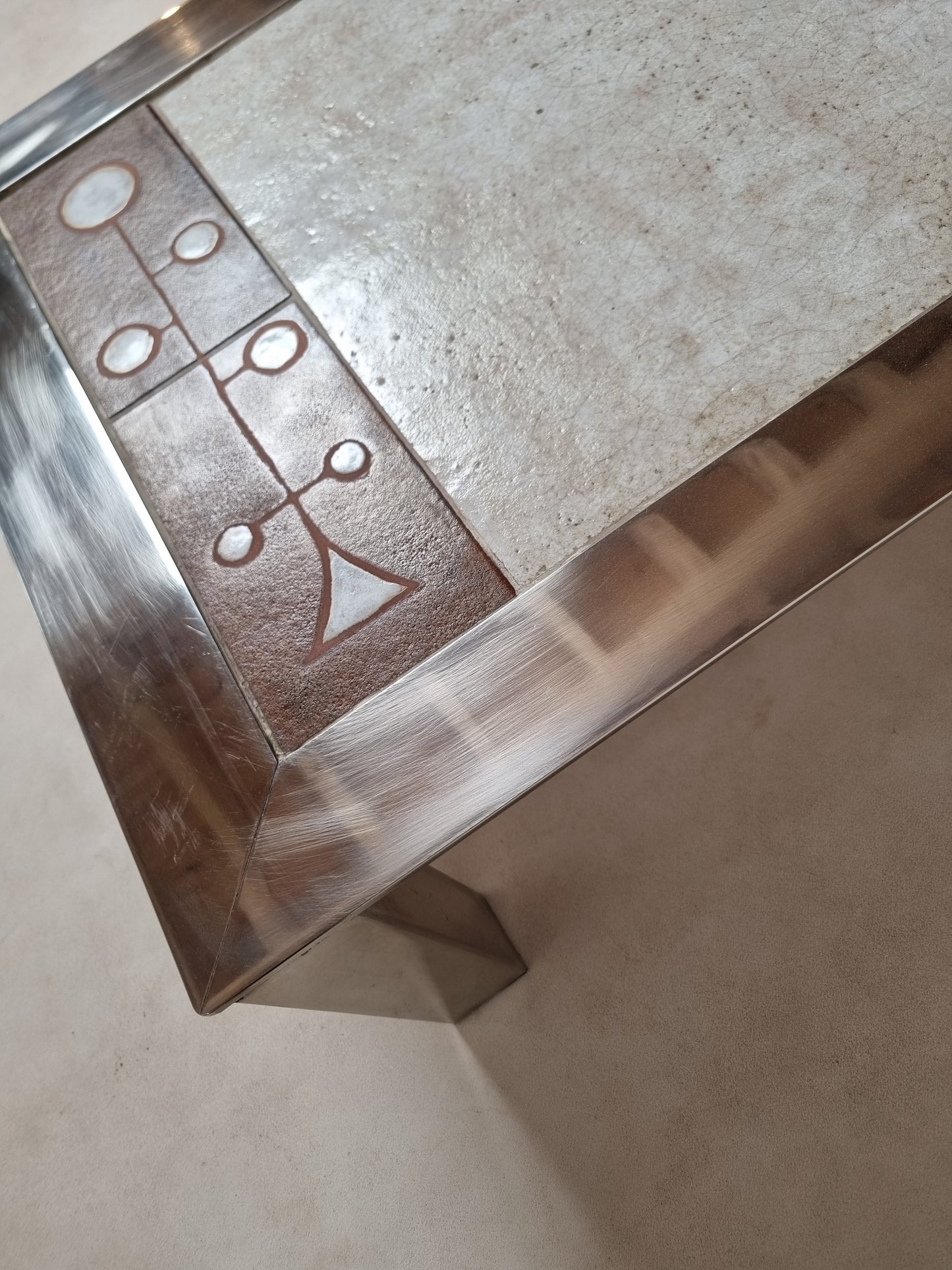 Table basse en inox et céramique Gregorieff pour Roche & Bobois