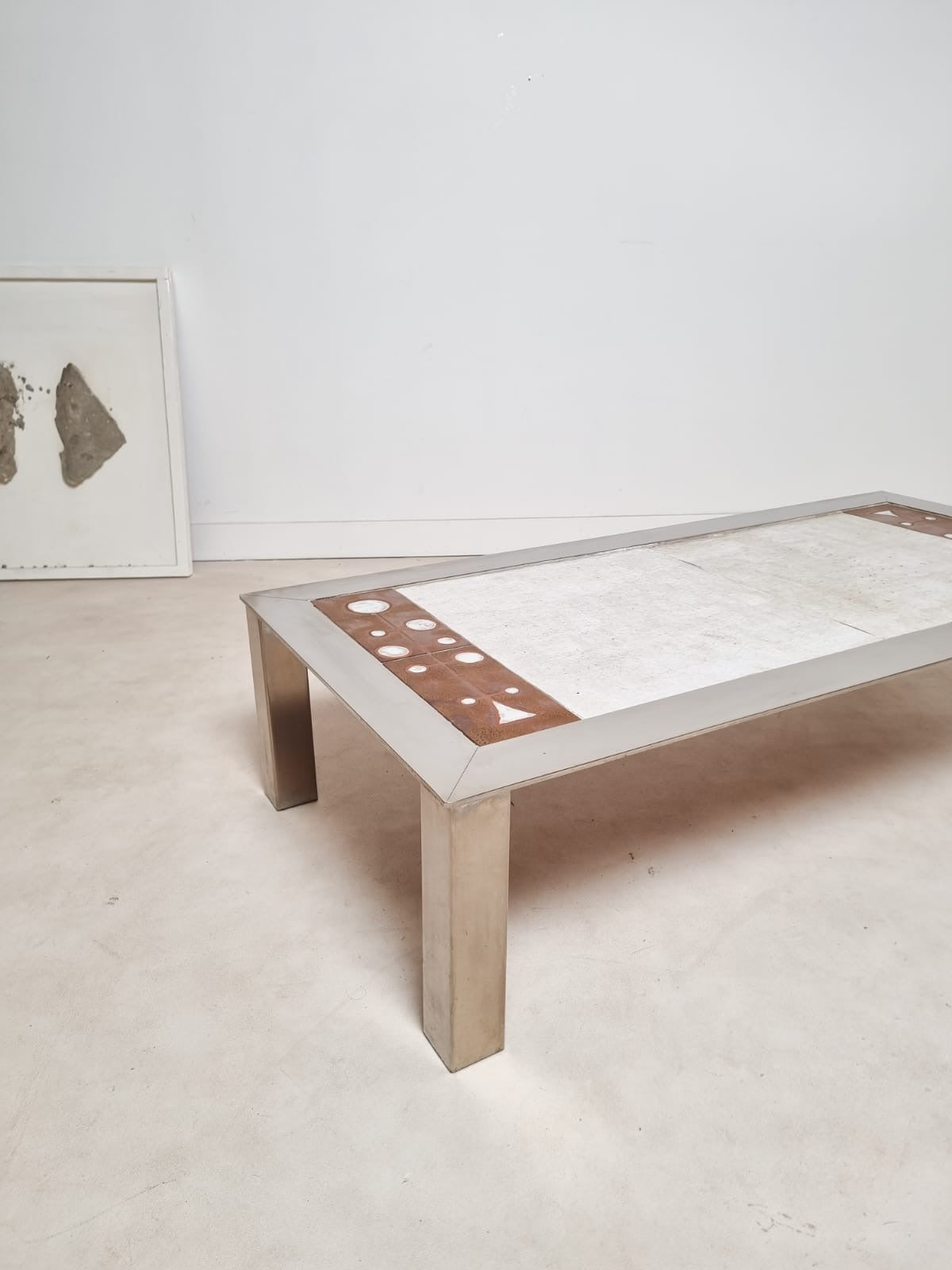 Table basse en inox et céramique Gregorieff pour Roche & Bobois