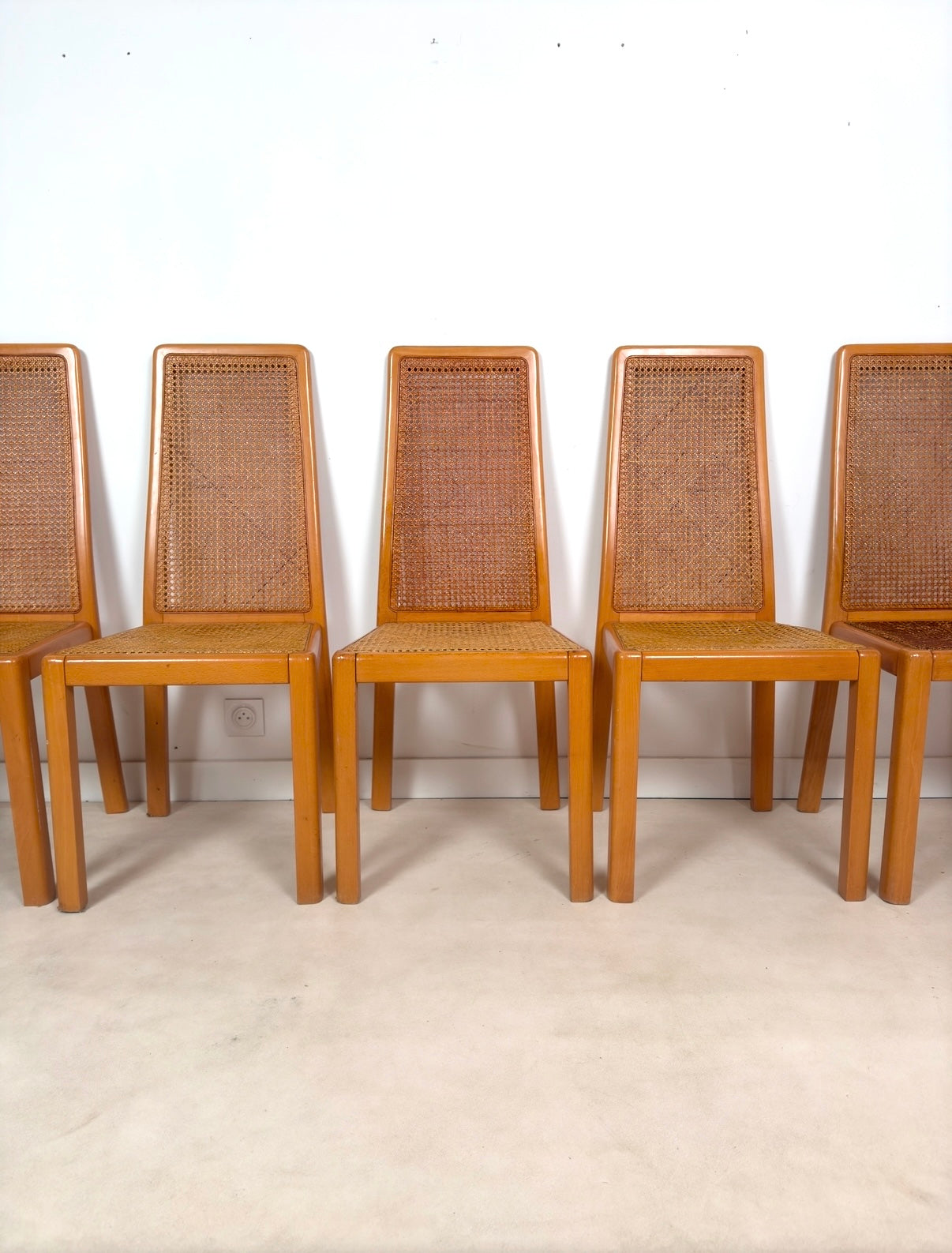 Ensemble de 6 chaises cannées italiennes