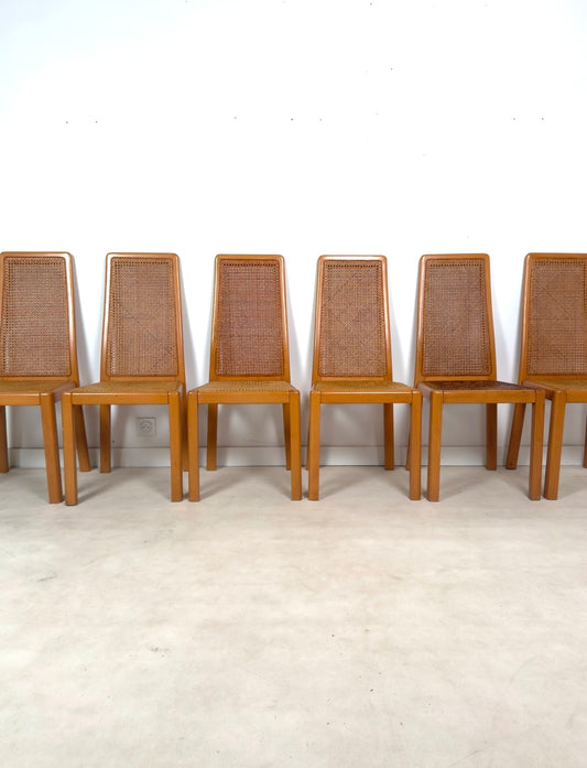 Ensemble de 6 chaises cannées italiennes