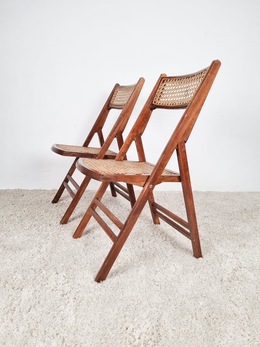 Ensemble de 2 chaises pliantes cannées