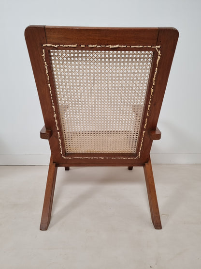 Paire de fauteuils cannés du Comptoir Français à Brazzaville. 1950