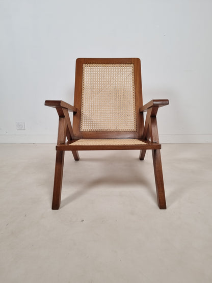 Paire de fauteuils cannés du Comptoir Français à Brazzaville. 1950