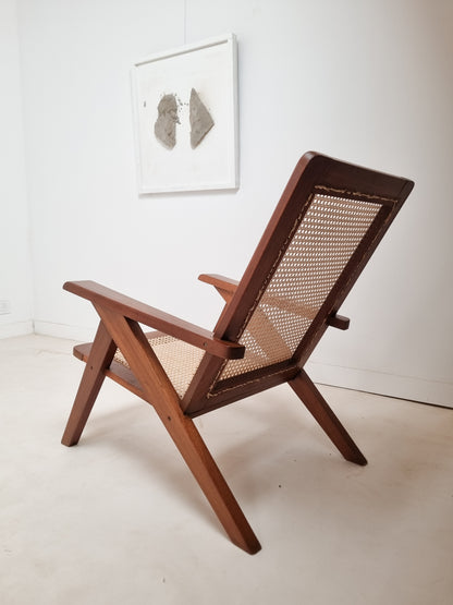 Paire de fauteuils cannés du Comptoir Français à Brazzaville. 1950