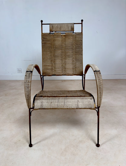 Fauteuil en métal et cordes