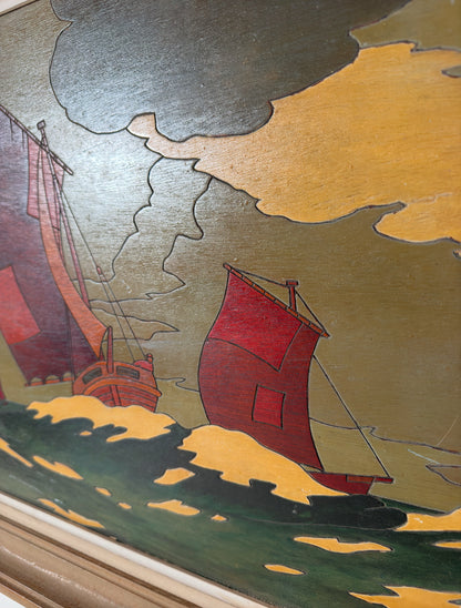 Tableau en bois gravé par Paul Hervieu