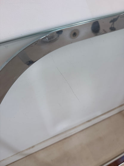 Console moderniste en métal chromé et verre