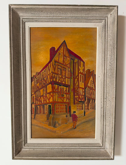 Tableau en bois gravé teinté