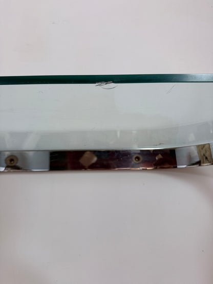 Console moderniste en métal chromé et verre