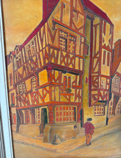 Tableau en bois gravé teinté