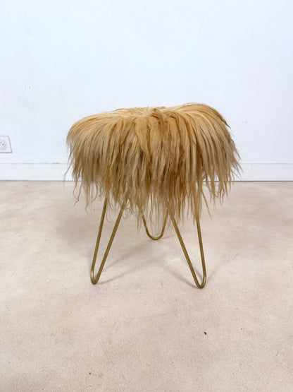 Tabouret fourrure véritable
