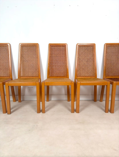 Ensemble de 6 chaises cannées italiennes
