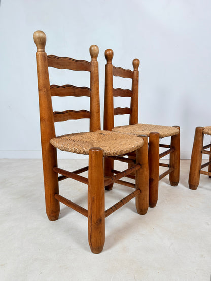 Ensemble de 4 chaises brutalistes