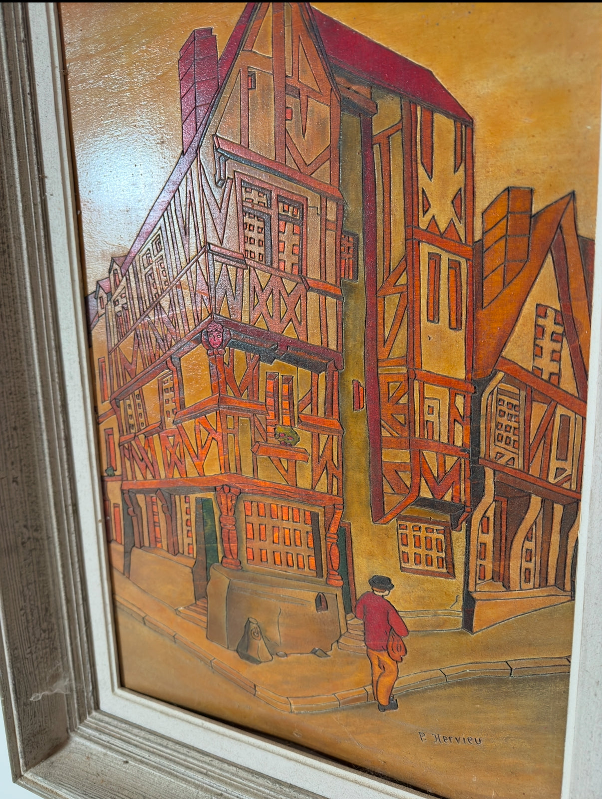 Tableau en bois gravé teinté