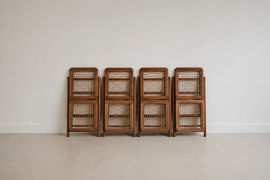 Ensemble de 4 chaises pliantes bois et corde