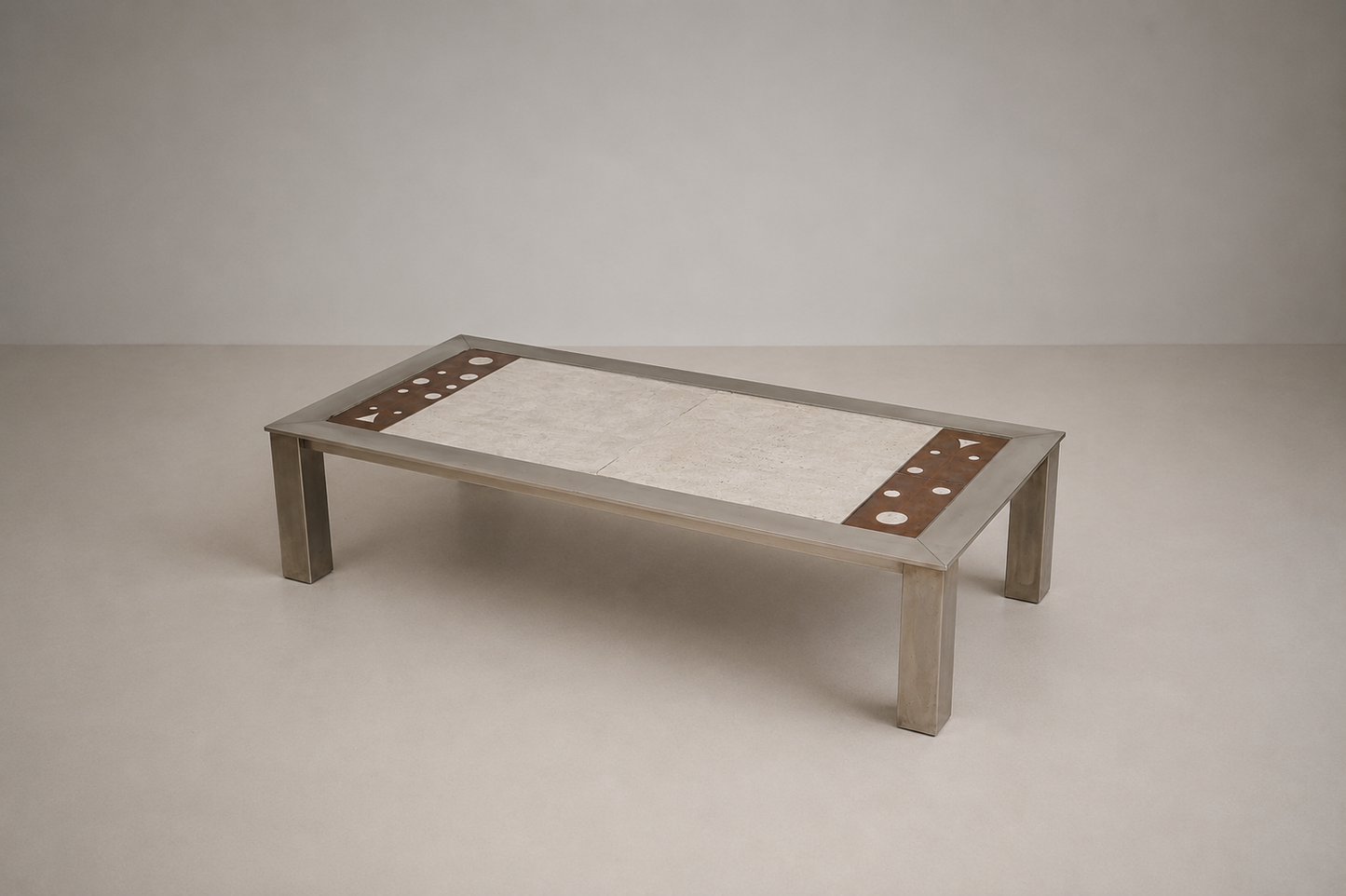 Table basse en inox et céramique Gregorieff pour Roche & Bobois