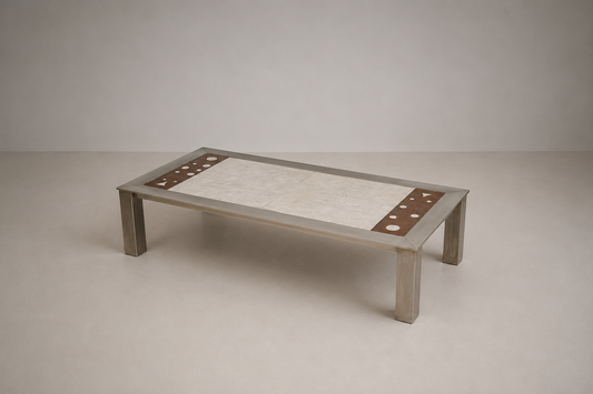 Table basse en inox et céramique Gregorieff pour Roche & Bobois