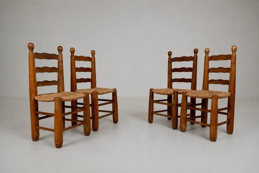 Ensemble de 4 chaises brutalistes
