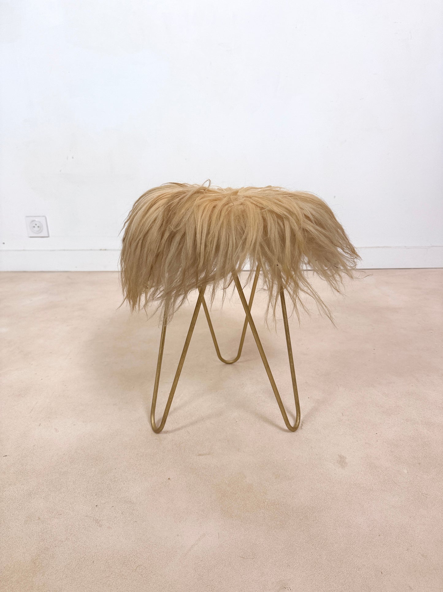 Tabouret fourrure véritable
