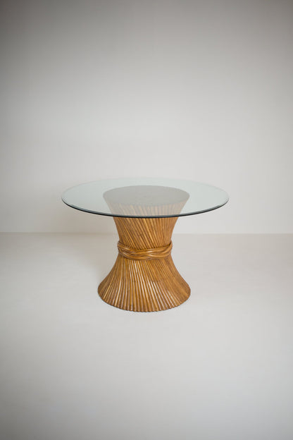 Table de salle a manger en rotin des années 70