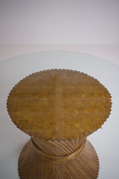 Table de salle a manger en rotin des années 70