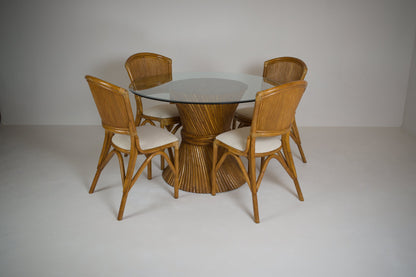 Table de salle a manger en rotin des années 70