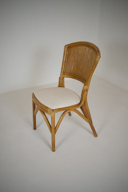 Ensemble table et 4 chaises vintage en rotin esprit Riviera