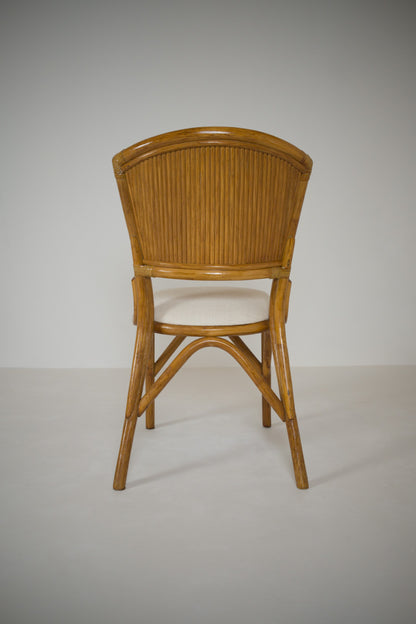 Ensemble table et 4 chaises vintage en rotin esprit Riviera