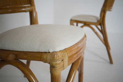 Ensemble table et 4 chaises vintage en rotin esprit Riviera