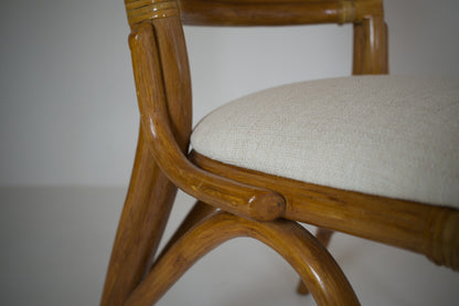 Ensemble table et 4 chaises vintage en rotin esprit Riviera