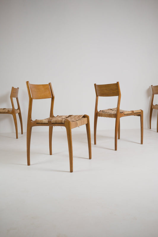 Suite de 6 chaises GESSEF éditées par Consorzio Sedie Friuli, Italie, années 1970
