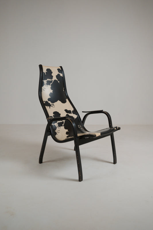 Fauteuil suédois vintage dans le goût du lamino par Yngve Ekström – Suède, années 1960