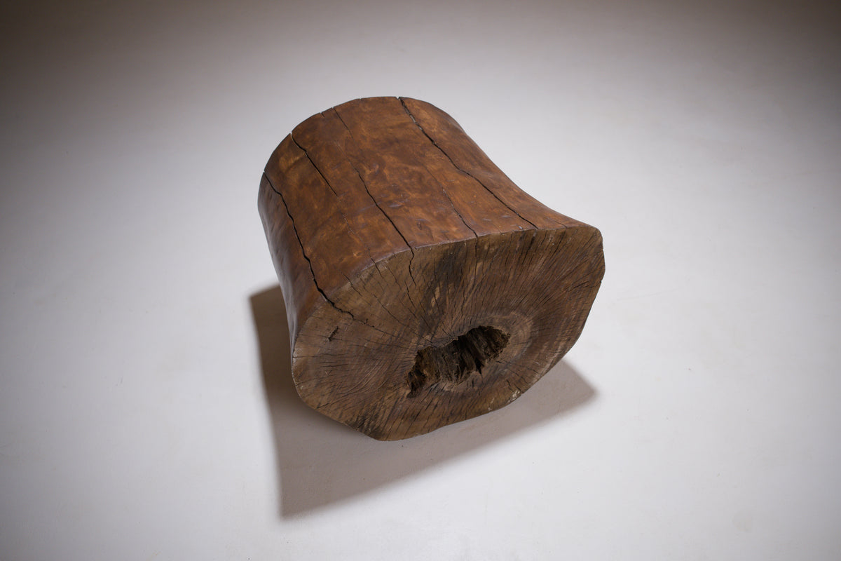 Set of four brutalist monoxyl armchair