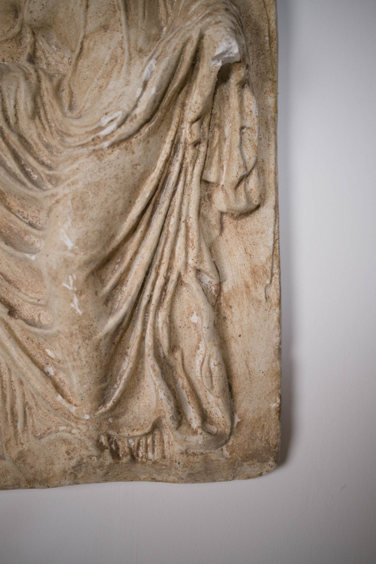 Antique patinated plaster bas-relief. C1900