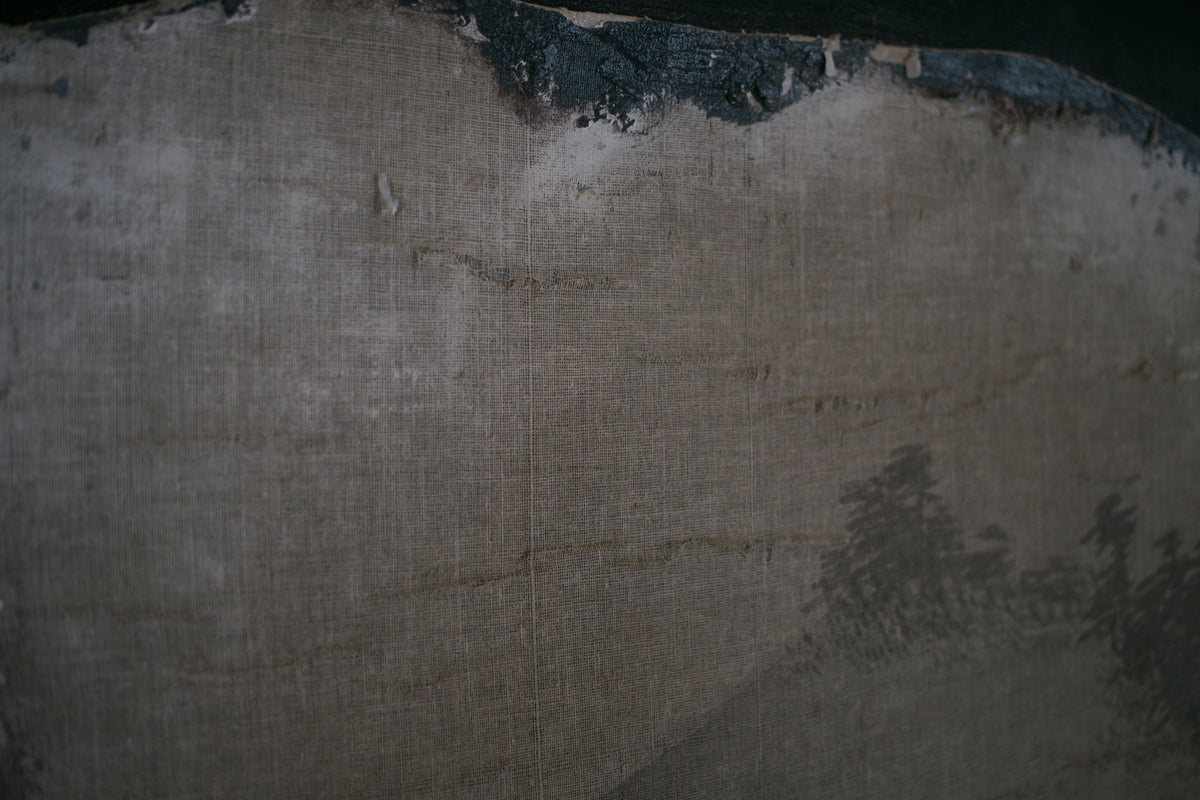 Large East Asian Ink-Painted Wall Panel