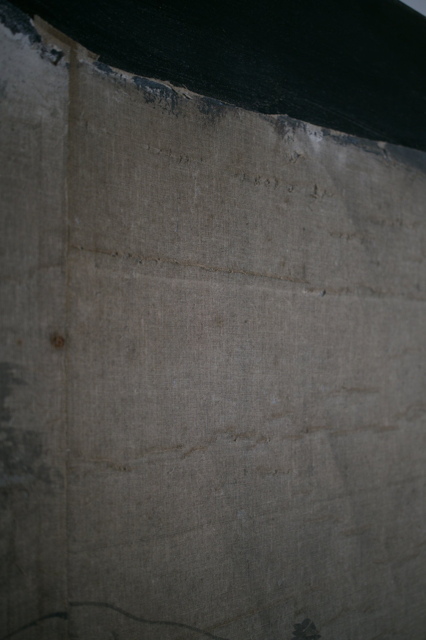 Large East Asian Ink-Painted Wall Panel