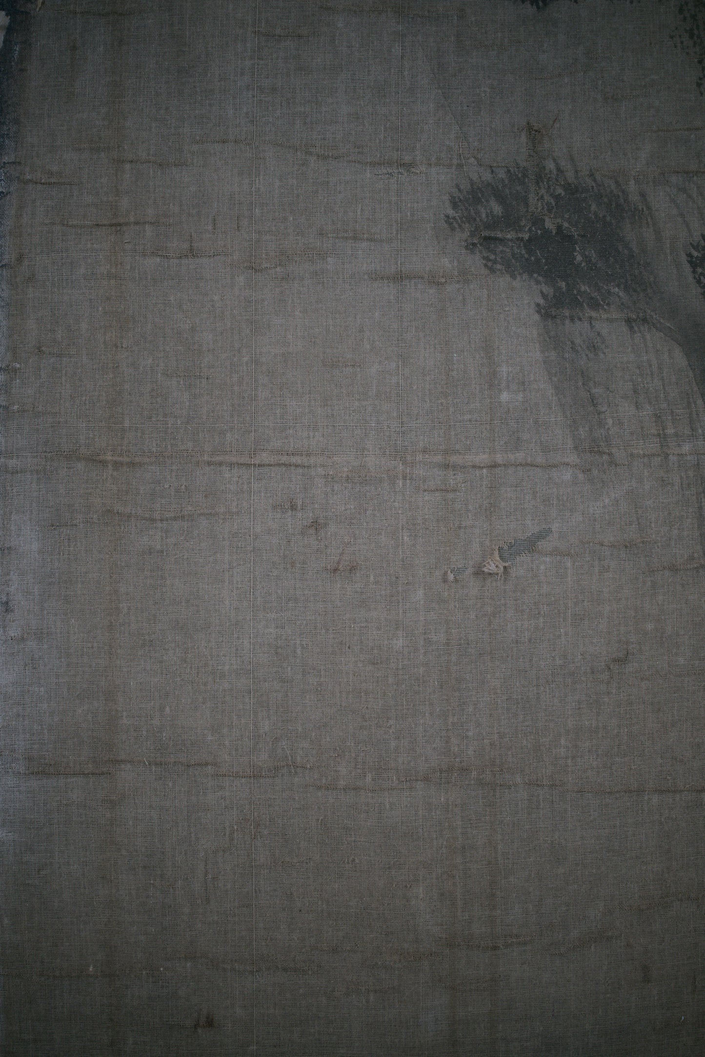 Large East Asian Ink-Painted Wall Panel